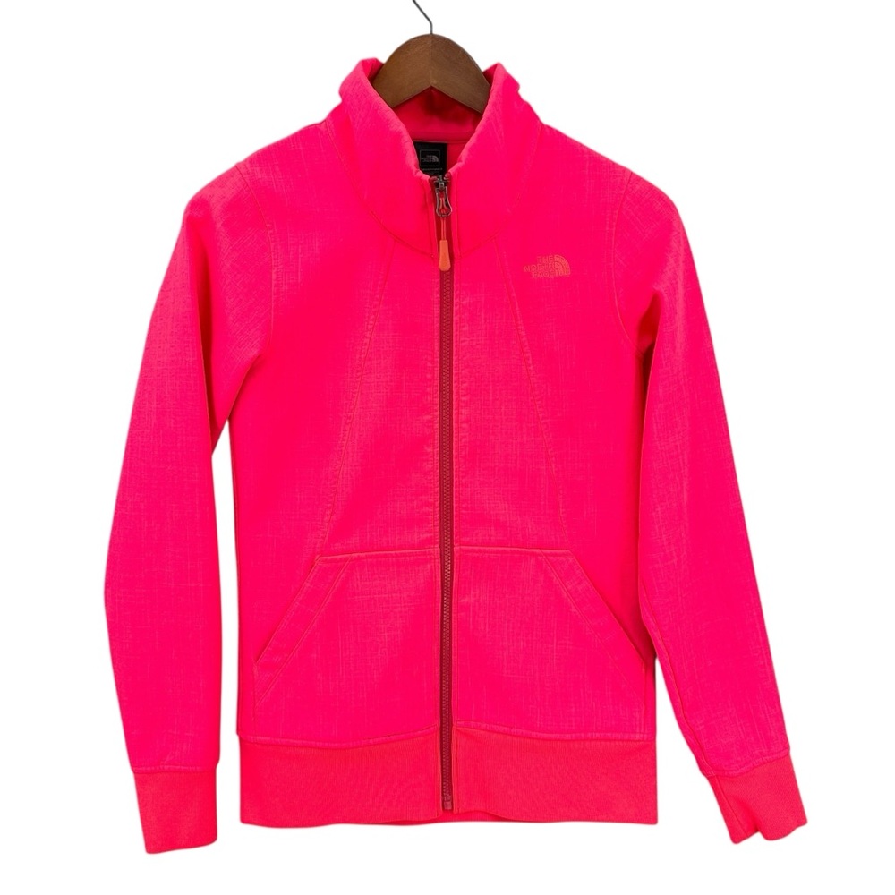 THE NORTH FACE Jacket Ostrich Texture Fleece Lined Zip Neon Orange